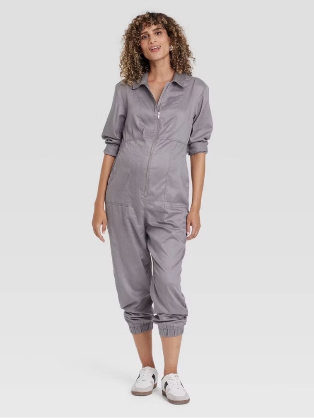 Sz M Woven Long Sleeve Maternity Jumpsuit - Isabel Maternity by Ingrid & Isabel